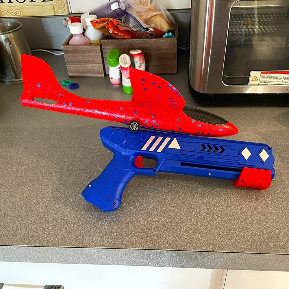 Elctbras 3 Pack Airplane Launcher Toy, Foam Glider Planes for Kids with 2 Flight